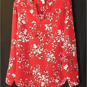 Ava + Viv Floral Red Women's Blouse